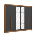Ver imagem 2 de Guarda-Roupa 6 Portas e 3 Gavetas com Espelhos e Pés Dormitorio Bigger Lo Cinza/Canela/Grafite