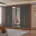 Ver imagem 1 de Guarda-Roupa 6 Portas e 3 Gavetas com Espelhos e Pés Dormitorio Bigger Lo Cinza/Canela/Grafite