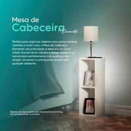 Conjunto Mesa de Cabeceira Pequena 20x20x60cm Diamante Branco Quarto Sala - 5