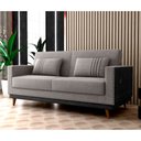 Ver imagem 2 de Sofá Cama Pala 203cm Reclinável Courino Preto | Linho Cinza - Sallar Home