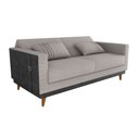 Ver imagem 1 de Sofá Cama Pala 203cm Reclinável Courino Preto | Linho Cinza - Sallar Home