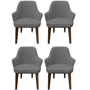 Kit 4 Cadeiras Decorativa Lara Suede Cinza - Dominic Decor