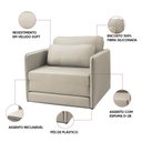 Ver imagem 3 de Poltrona Cama Retratil Compacta Dália Fixa Veludo K01 - D’Rossi