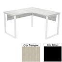 Ver imagem 1 de Mesa de Escritório em L Pé Tubular Pe25 em MDP 125 x 125 x 60cm Nogueira Casablanca e Base Preta