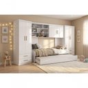 Ver imagem 1 de Jogo de Quarto Chiara 2 Guarda Roupa Módulo Aéreo Cama Auxiliar 4 Portas MDP Branco Phoenix Baby