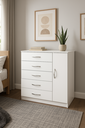 Ver imagem 2 de Cômoda 5 Gavetas 1 Porta Armazenamento Compacta Multiuso Moderna Organizadora Quarto Cor Branco