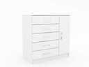 Ver imagem 1 de Cômoda 5 Gavetas 1 Porta Armazenamento Compacta Multiuso Moderna Organizadora Quarto Cor Branco