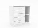 Ver imagem 3 de Cômoda 5 Gavetas 1 Porta Armazenamento Compacta Multiuso Moderna Organizadora Quarto Cor Branco