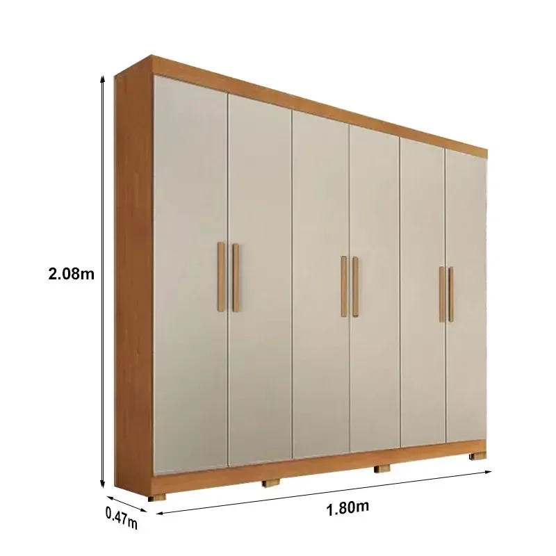 Guarda Roupa Casal 06 Portas com Pés Nature/off White Sergipe Bianchi - 2
