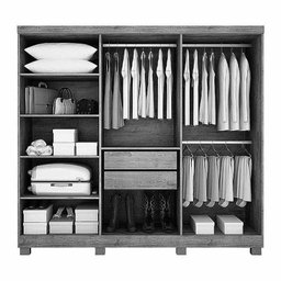 Guarda Roupa Casal 06 Portas com Pés Nature/off White Sergipe Bianchi - 3