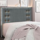 Ver imagem 2 de Cabeceira Casal 1,40m Genova Veludo - Pallazio - Cinza Chumbo