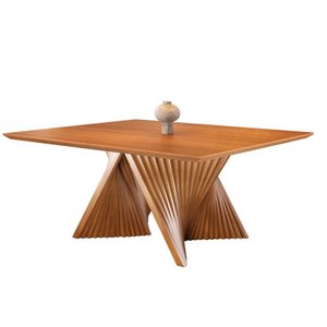 Mesa de Jantar Quadrada Madeira Maciça com Base Torcida 1,40x1,40m - Topázio - Harmonia Salas