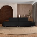 Ver imagem 1 de Sofá Bipartido Sala de Estar Jamaica 280cm Curvo Pés Alumínio Veludo Preto G52 - Gran Belo