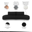 Ver imagem 3 de Sofá Bipartido Sala de Estar Jamaica 280cm Curvo Pés Alumínio Veludo Preto G52 - Gran Belo
