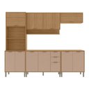Ver imagem 2 de Cozinha Compacta Modulada 5 Peças 270cm 11 Portas e 2 Gavetas Colors Marrom Freijó/Pinole