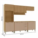 Ver imagem 3 de Cozinha Compacta Modulada 5 Peças 270cm 11 Portas e 2 Gavetas Colors Marrom Freijó/Pinole