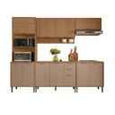 Ver imagem 7 de Cozinha Compacta Modulada 5 Peças 270cm 11 Portas e 2 Gavetas Colors Marrom Freijó/Pinole