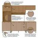 Ver imagem 5 de Cozinha Compacta Modulada 5 Peças 270cm 11 Portas e 2 Gavetas Colors Marrom Freijó/Pinole