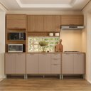 Ver imagem 6 de Cozinha Compacta Modulada 5 Peças 270cm 11 Portas e 2 Gavetas Colors Marrom Freijó/Pinole