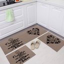 Ver imagem 1 de Jogo Tapete Algodão Bege Antiderrapante Cozinhar Preto Kit 3 Peças