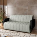 Ver imagem 1 de Sofá Decorativo Living Sala de Estar Bornéu 148cm Pés de Madeira Pu/linho Preto/cinza G33 - Gran Bel