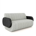 Ver imagem 2 de Sofá Decorativo Living Sala de Estar Bornéu 148cm Pés de Madeira Pu/linho Preto/cinza G33 - Gran Bel