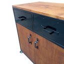 Ver imagem 2 de Buffet Industrial com 4 Gavetas e 4 Portas - Ferro e Madeira - Cores Preto e Castanheira