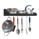 Ver imagem 4 de Prateleira Suporte Porta Panelas e Utensílios de Cozinha Preto Laca