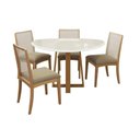 Ver imagem 5 de Conjunto Mesa Elma Premium Madeira Maciça C/ Tampo Madeirado C/ Vidro 135x105cm e 4 Cadeiras Lara