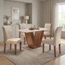 Ver imagem 1 de Conjunto Mesa de Jantar com 4 Cadeiras 100% MDF Casuá Chocolate/Off White/Suede Bege Espanha