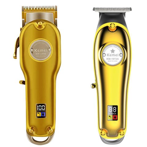 Kit 2 Máquina de Cabelo e Corte Kemei 1986 +1972a Acabamento
