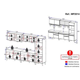 Cozinha Completa 5 peças com Leds MP2014 Veneza Up Multimóveis Branca - 5