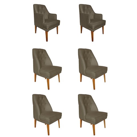 Kit 4 Cadeiras Paris + 2 Paris Retro Suede Capuccino Dominic Decor