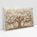 Ver imagem 2 de Quadro Decorativo Árvore da Vida Flores Brancas Fundo com Textura Sala Quarto Casa Escritório