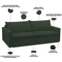 Ver imagem 4 de Sofá Cama Retrátil Reclinável para Sala de Estar 208cm Lari F04 Veludo Verde - Lyam Decor
