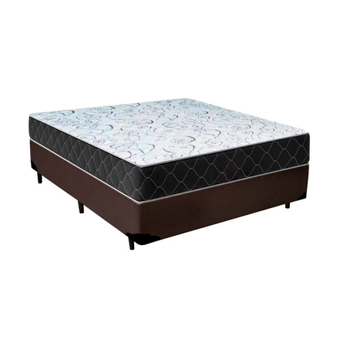 Cama Box Casal Sintético Marrom Colchão Espuma D33 Marrocos 30cm