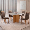 Ver imagem 7 de Mesa de Jantar Olimpia 120cm Tampo MDF Vidro Canto Copo com 4 Cadeiras Lorena