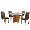 Ver imagem 1 de Mesa de Jantar Olimpia 120cm Tampo MDF Vidro Canto Copo com 4 Cadeiras Lorena