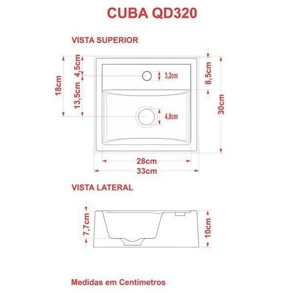 Kit Cuba Q32 com Torneira C50 e Válvula ABS, Sifão PVC e Flexível Compace - 8