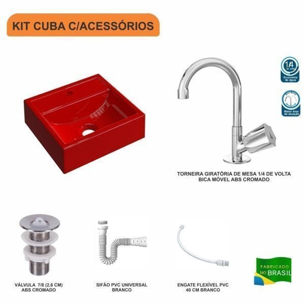 Kit Cuba Q32 com Torneira C50 e Válvula ABS, Sifão PVC e Flexível Compace - 3