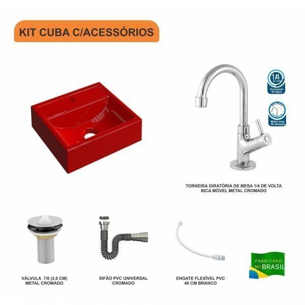 Kit Cuba Q32 com Torneira 1198 Metal e Válvula 1" + Sifão Cromado e Flexível Compace - 3