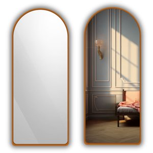 Espelho Grande Corpo Inteiro Oval Base Reta com Moldura em Metal Industrial 150 X 40 Cm