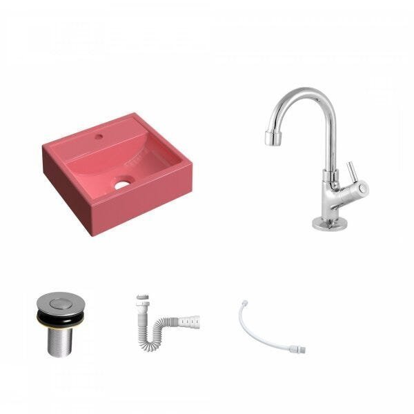 Kit Cuba Q32 com Torneira 1198 Metal e Válvula Click 1"B + Sifão PVC e Flexível Compace - 2