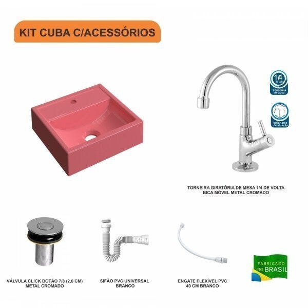 Kit Cuba Q32 com Torneira 1198 Metal e Válvula Click 1"B + Sifão PVC e Flexível Compace - 3