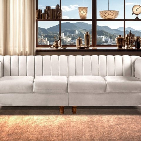 Sofá 4 Lugares Decoração Retrô Clássico Realeza Chesterfield