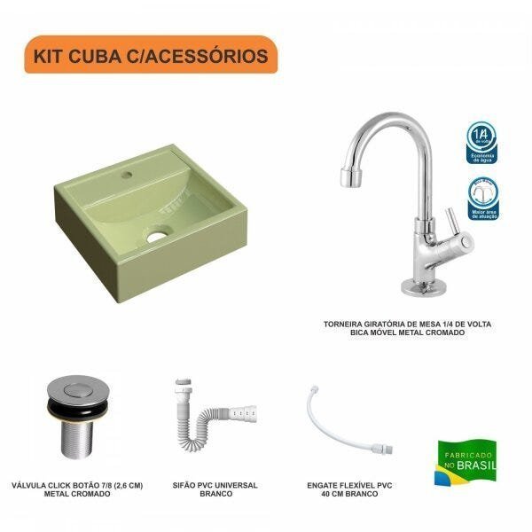 Kit Cuba Q32 com Torneira 1198 Metal e Válvula Click 1"B + Sifão PVC e Flexível Compace - 3