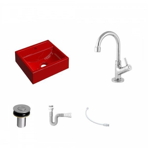 Kit Cuba Q32 com Torneira 1198 Metal e Válvula Click 1"B + Sifão PVC e Flexível Compace - 2