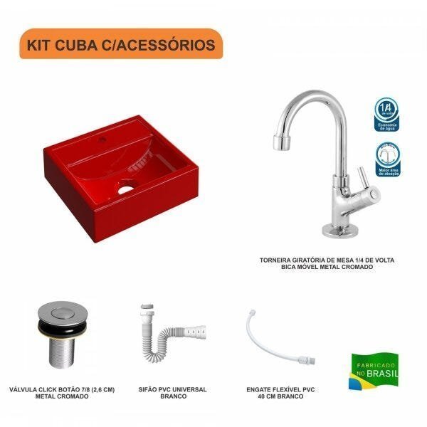 Kit Cuba Q32 com Torneira 1198 Metal e Válvula Click 1"B + Sifão PVC e Flexível Compace - 3