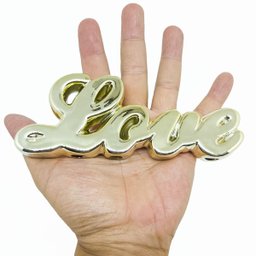 Kit Escultura Palavra + Porta Retrato Decorativo Enfeite Top - Love Dourado + Porta Retrato - 3