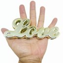 Ver imagem 3 de Kit Escultura Palavra + Porta Retrato Decorativo Enfeite Top - Love Dourado + Porta Retrato